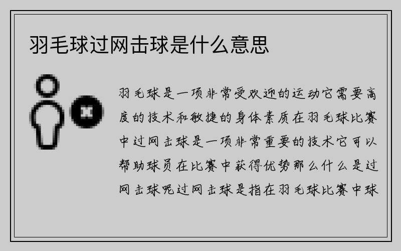 羽毛球过网击球是什么意思